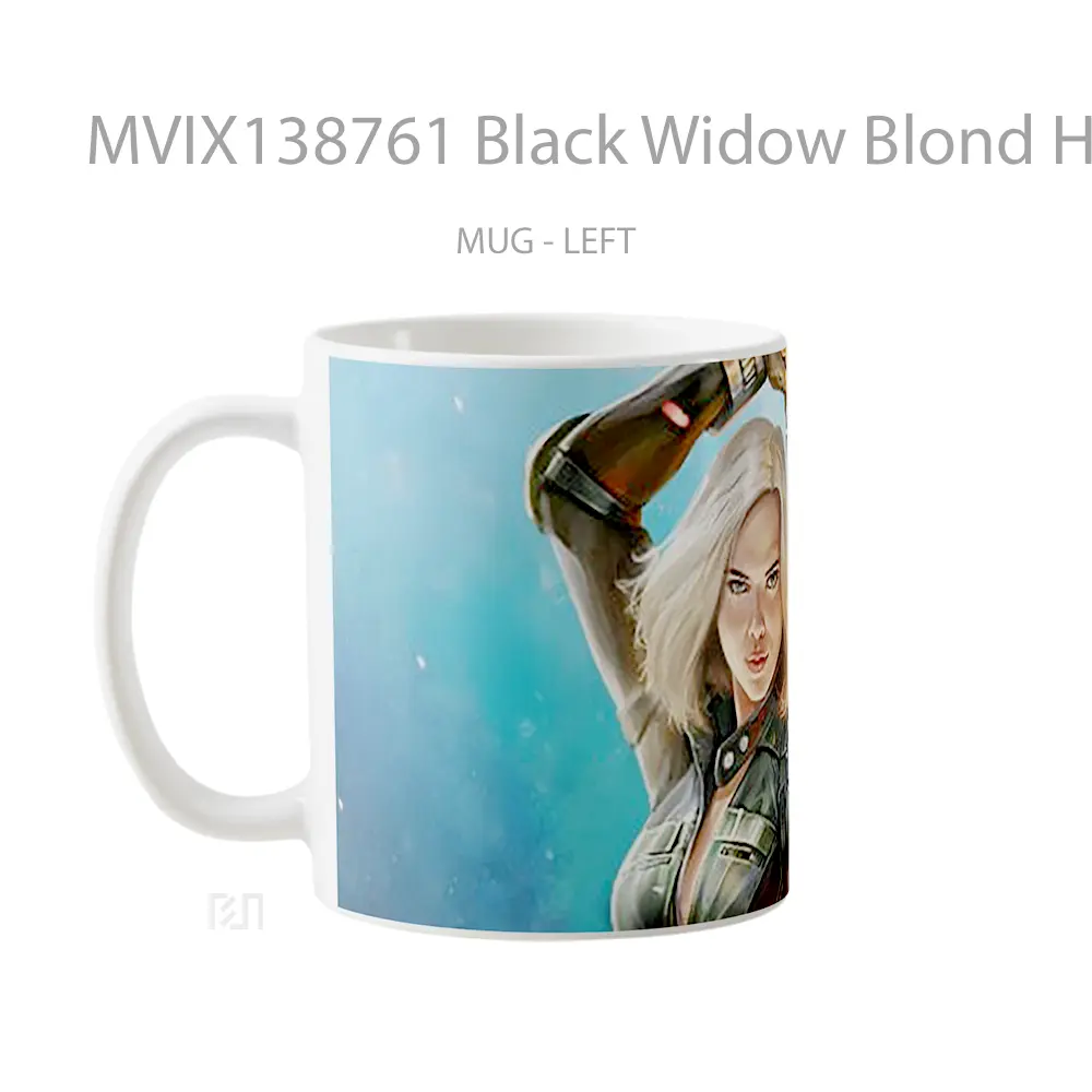 Mug Black Widow Blond Hair Gelas Superhero - All-side / Desain