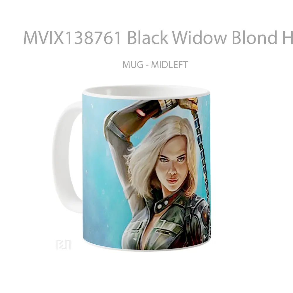 Mug Black Widow Blond Hair Gelas Superhero - All-side / Desain