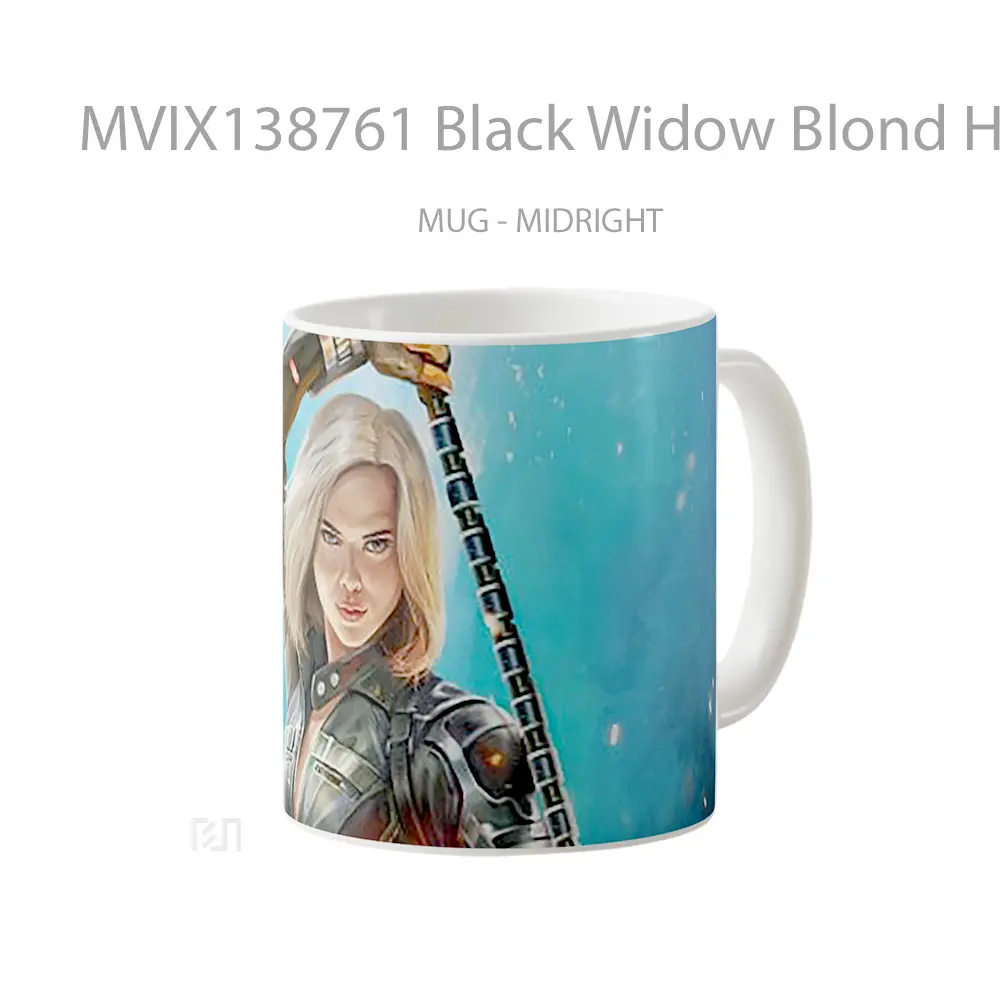 Mug Black Widow Blond Hair Gelas Superhero - All-side / Desain