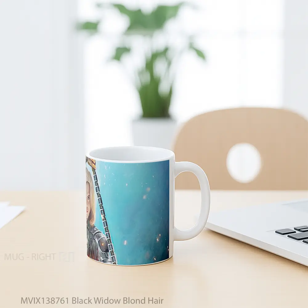 Mug Black Widow Blond Hair Gelas Superhero - All-side / Desain