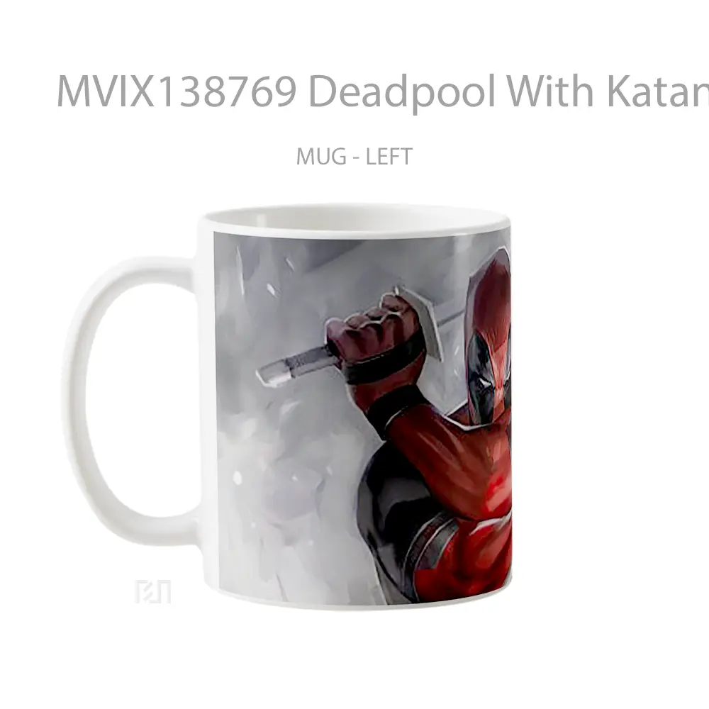 Mug Deadpool With Katanas Gelas Superhero - All-side / Desain