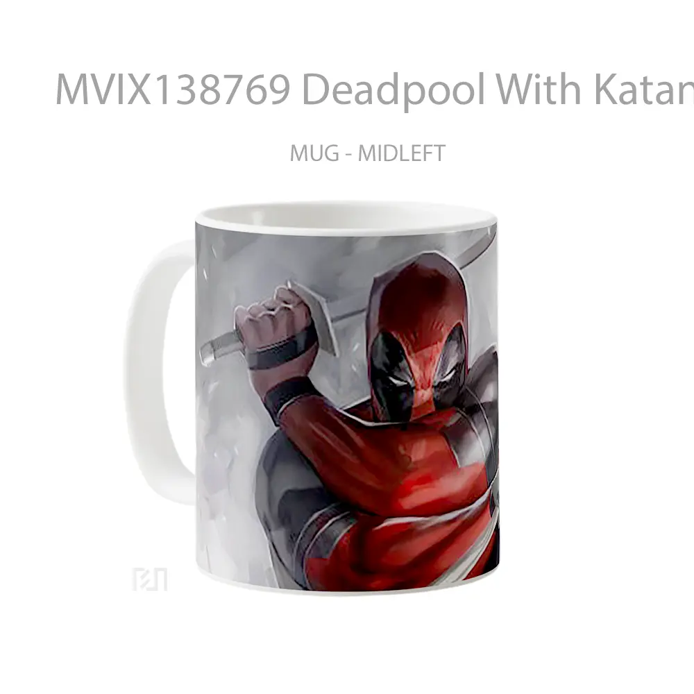 Mug Deadpool With Katanas Gelas Superhero - All-side / Desain