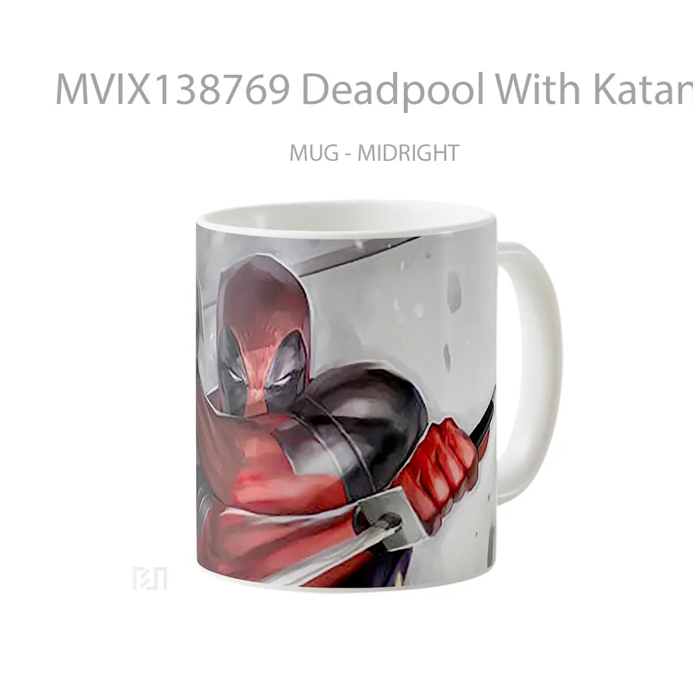 Mug Deadpool With Katanas Gelas Superhero - All-side / Desain