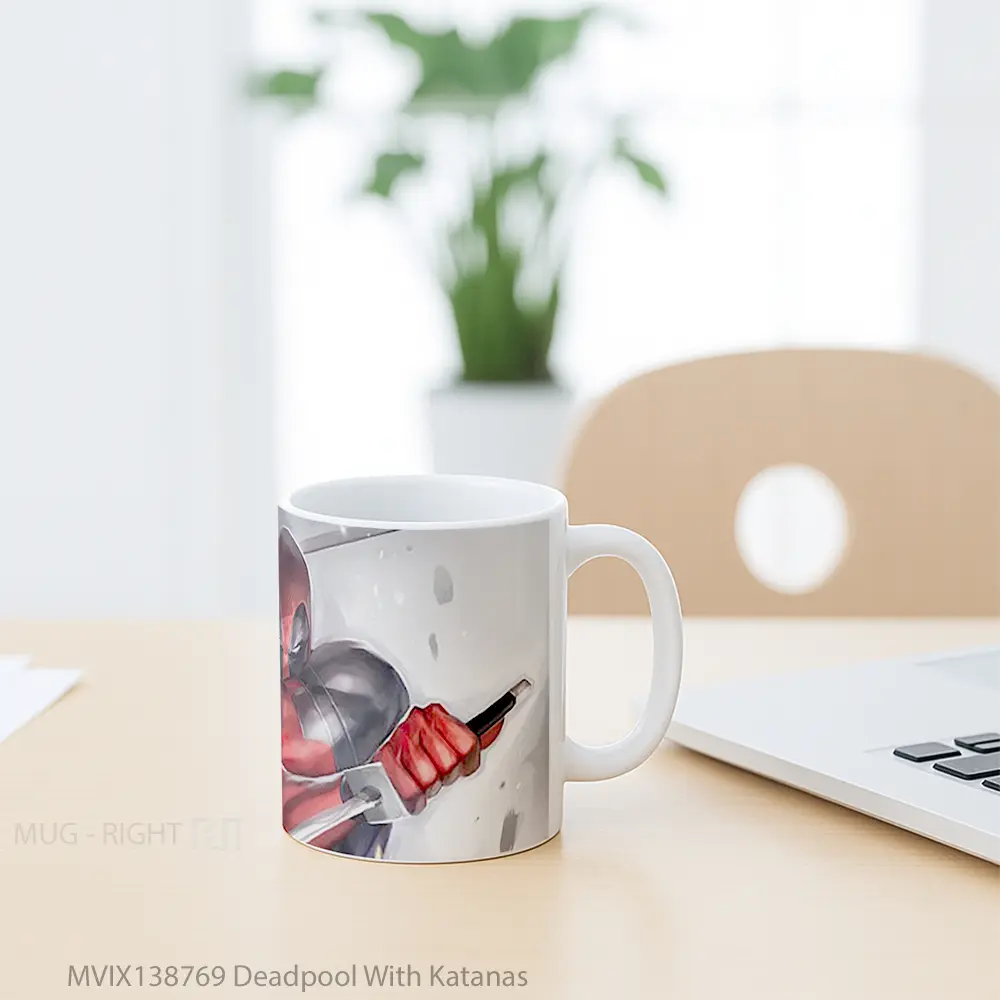 Mug Deadpool With Katanas Gelas Superhero - All-side / Desain