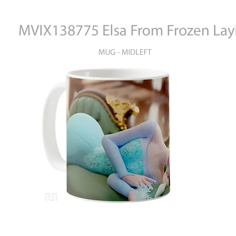 Mug Elsa From Frozen Laying On Sofa Gelas Keramik Unik - All-side / Desain