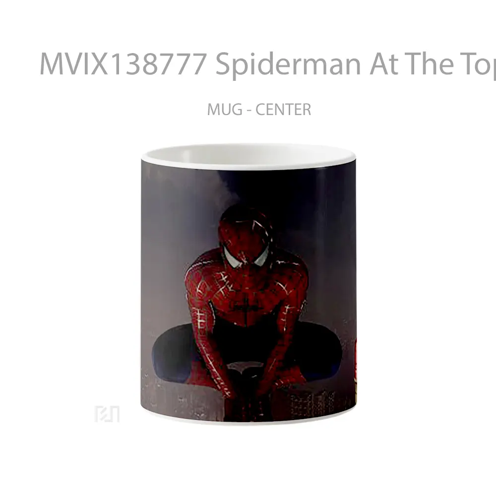 Mug Spiderman At The Top Of The City Gelas Superhero