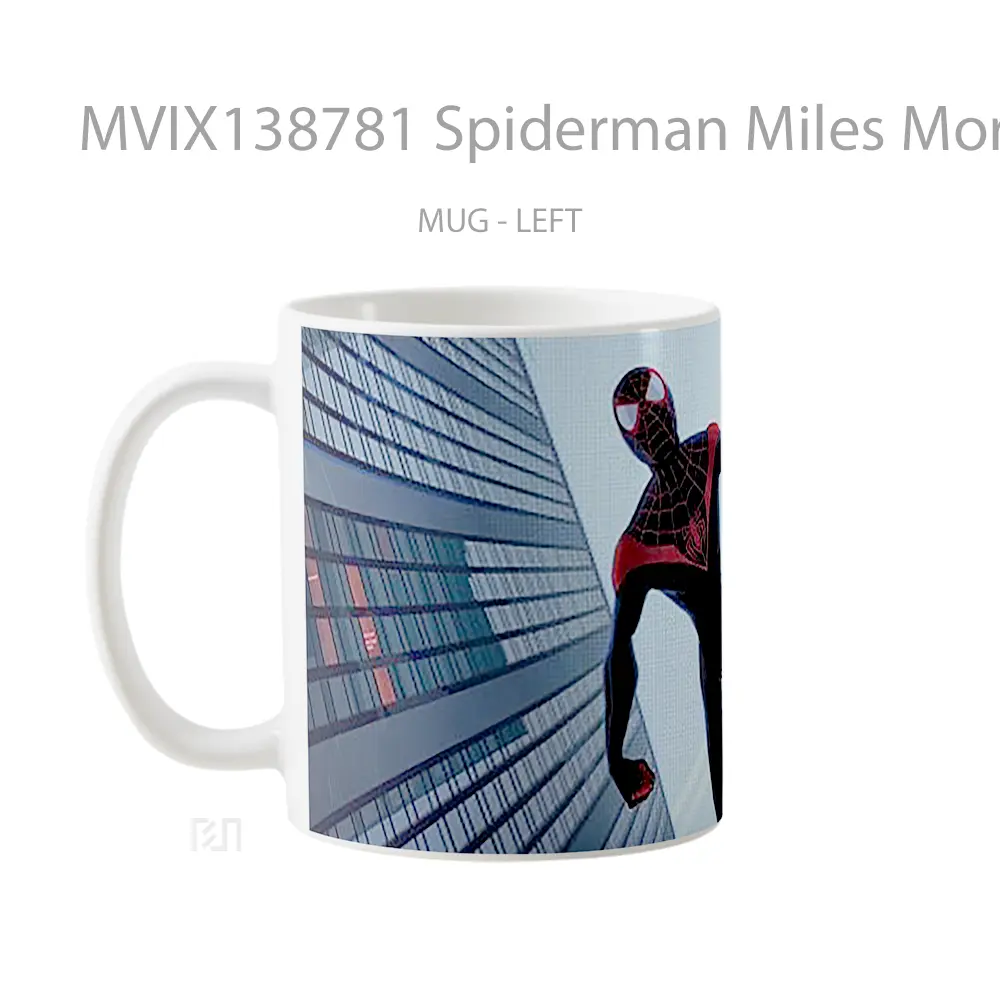 Mug Spiderman Miles Morales Falling Between Buildings Gelas Superhero - All-side / Desain