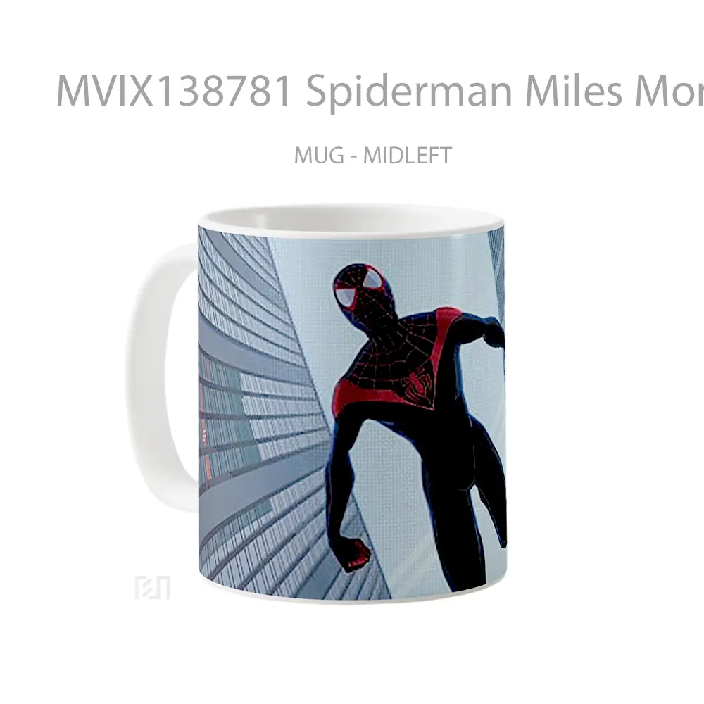 Mug Spiderman Miles Morales Falling Between Buildings Gelas Superhero - All-side / Desain