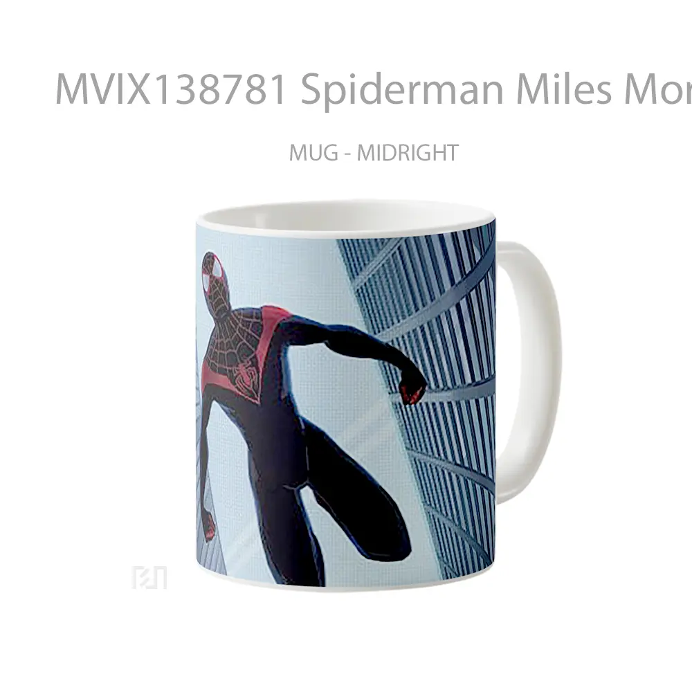 Mug Spiderman Miles Morales Falling Between Buildings Gelas Superhero - All-side / Desain