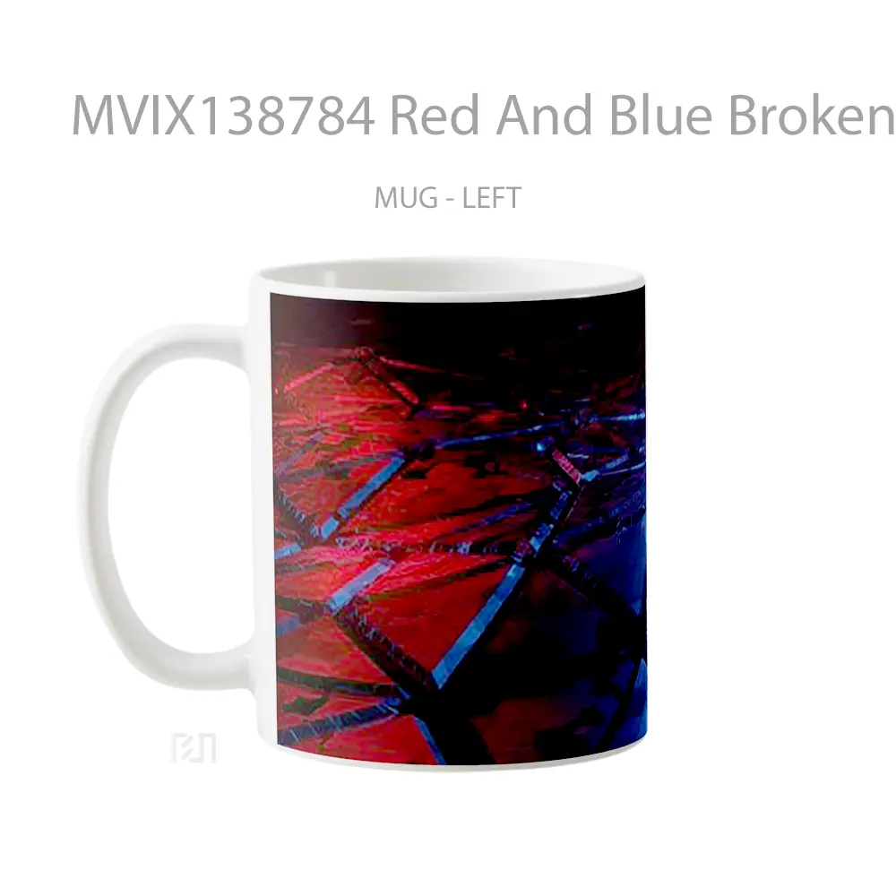 Mug Red And Blue Broken Gelas Keramik Unik - All-side / Desain