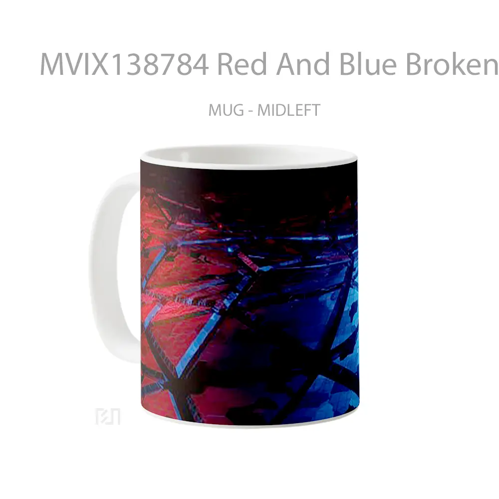 Mug Red And Blue Broken Gelas Keramik Unik - All-side / Desain