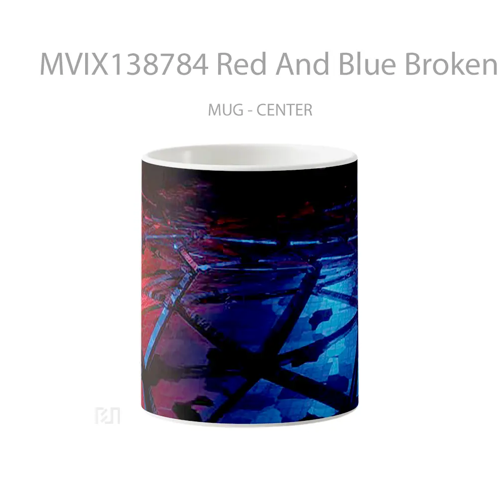 Mug Red And Blue Broken Gelas Keramik Unik