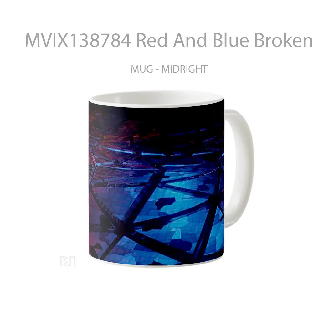 Mug Red And Blue Broken Gelas Keramik Unik - All-side / Desain