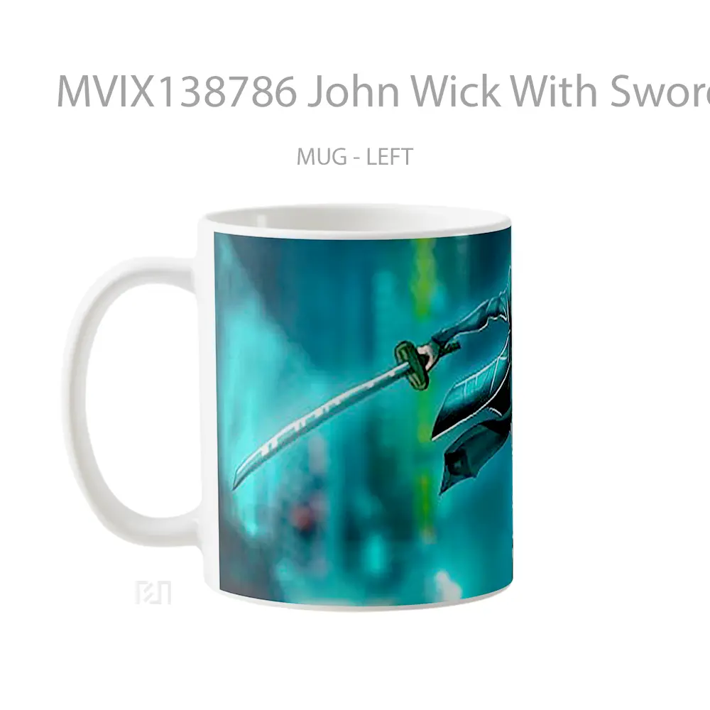 Mug John Wick With Sword And Gun Gelas Keramik Unik - All-side / Desain