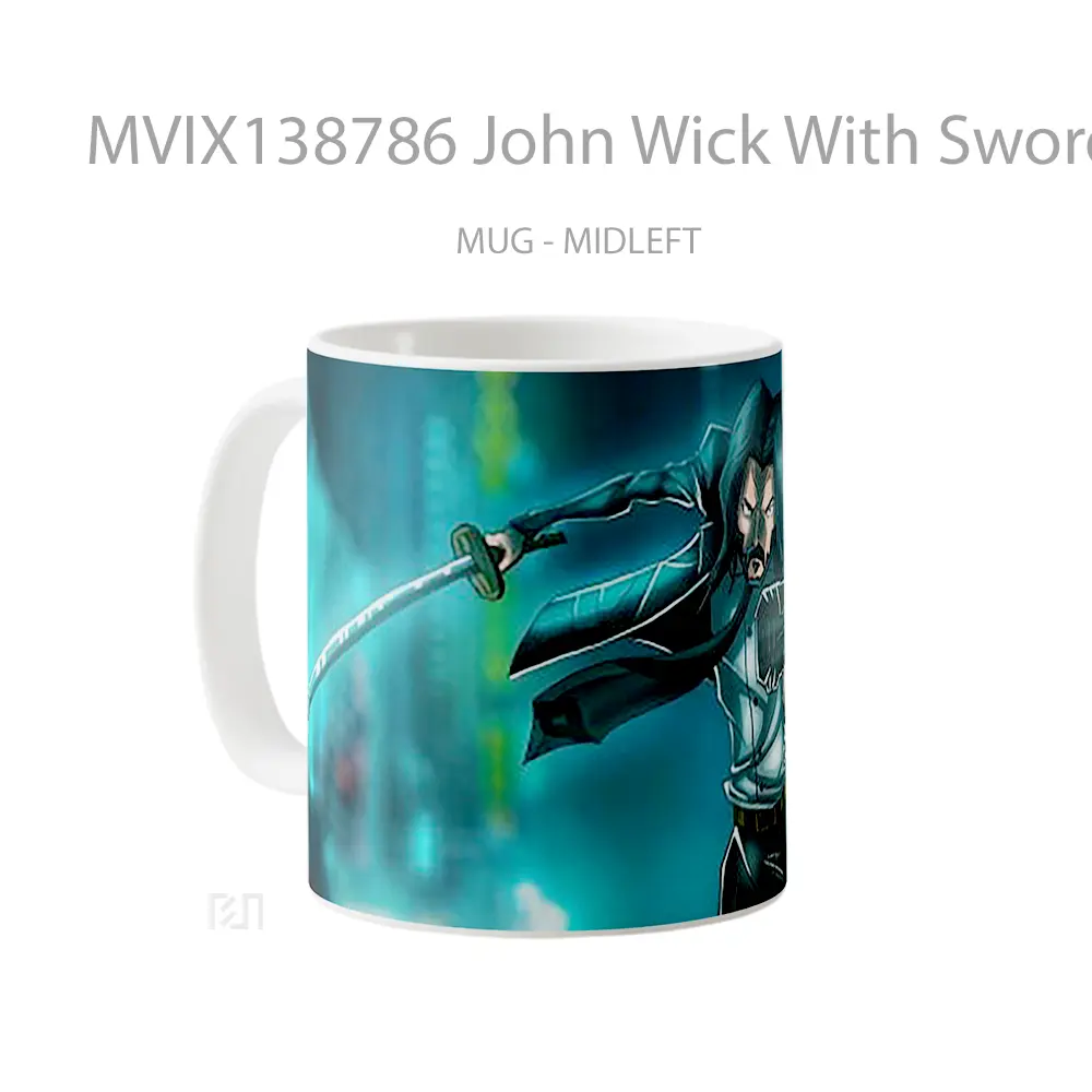Mug John Wick With Sword And Gun Gelas Keramik Unik - All-side / Desain