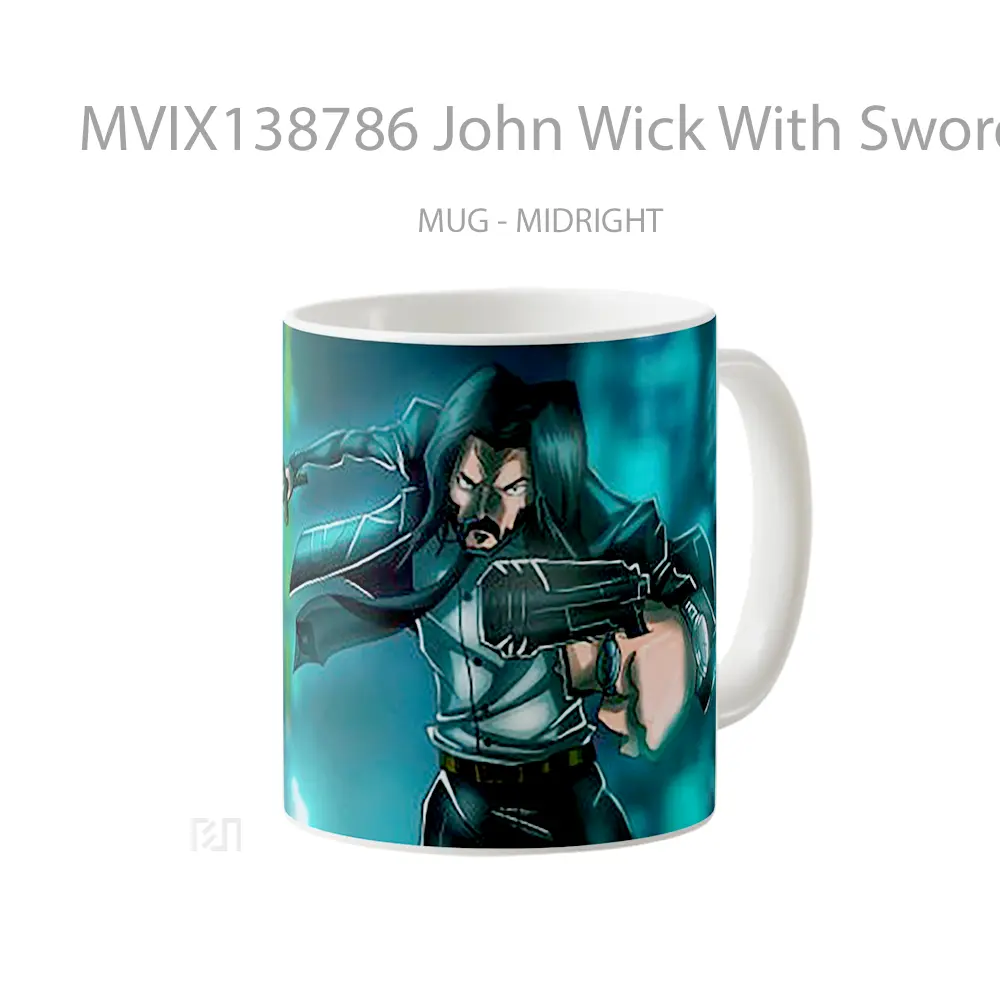 Mug John Wick With Sword And Gun Gelas Keramik Unik - All-side / Desain