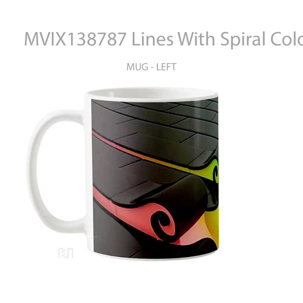Mug Lines With Spiral Colors Gelas Keramik Unik - All-side / Desain