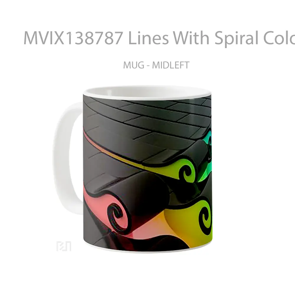Mug Lines With Spiral Colors Gelas Keramik Unik - All-side / Desain