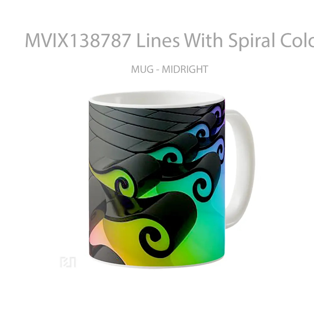 Mug Lines With Spiral Colors Gelas Keramik Unik - All-side / Desain