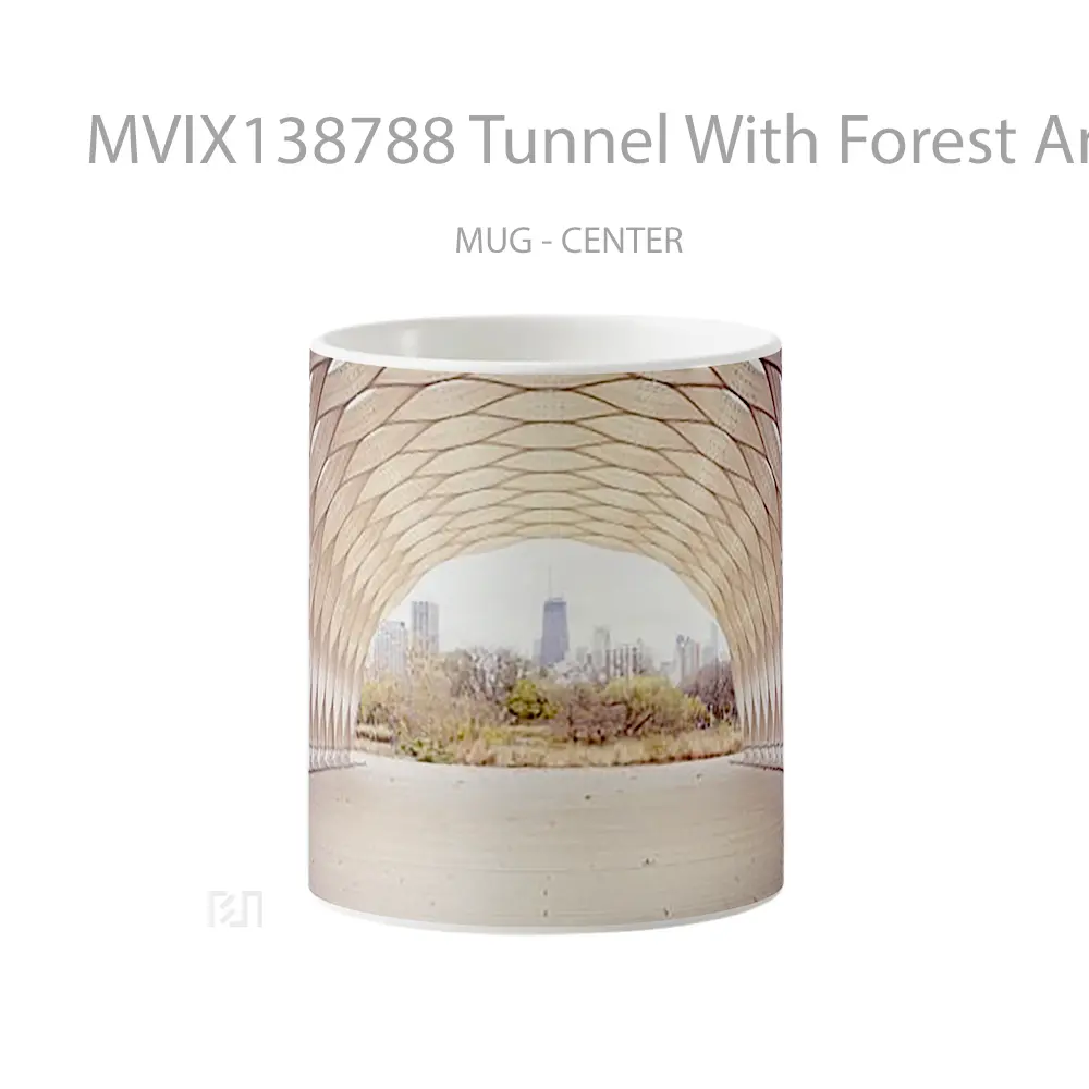Mug Tunnel With Forest And City Gelas Pemandangan Alam