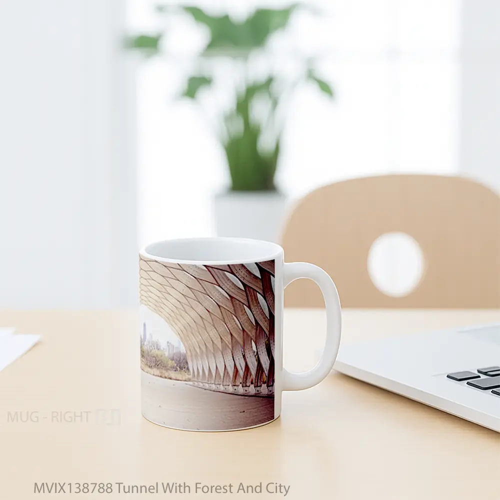 Mug Tunnel With Forest And City Gelas Pemandangan Alam - All-side / Desain