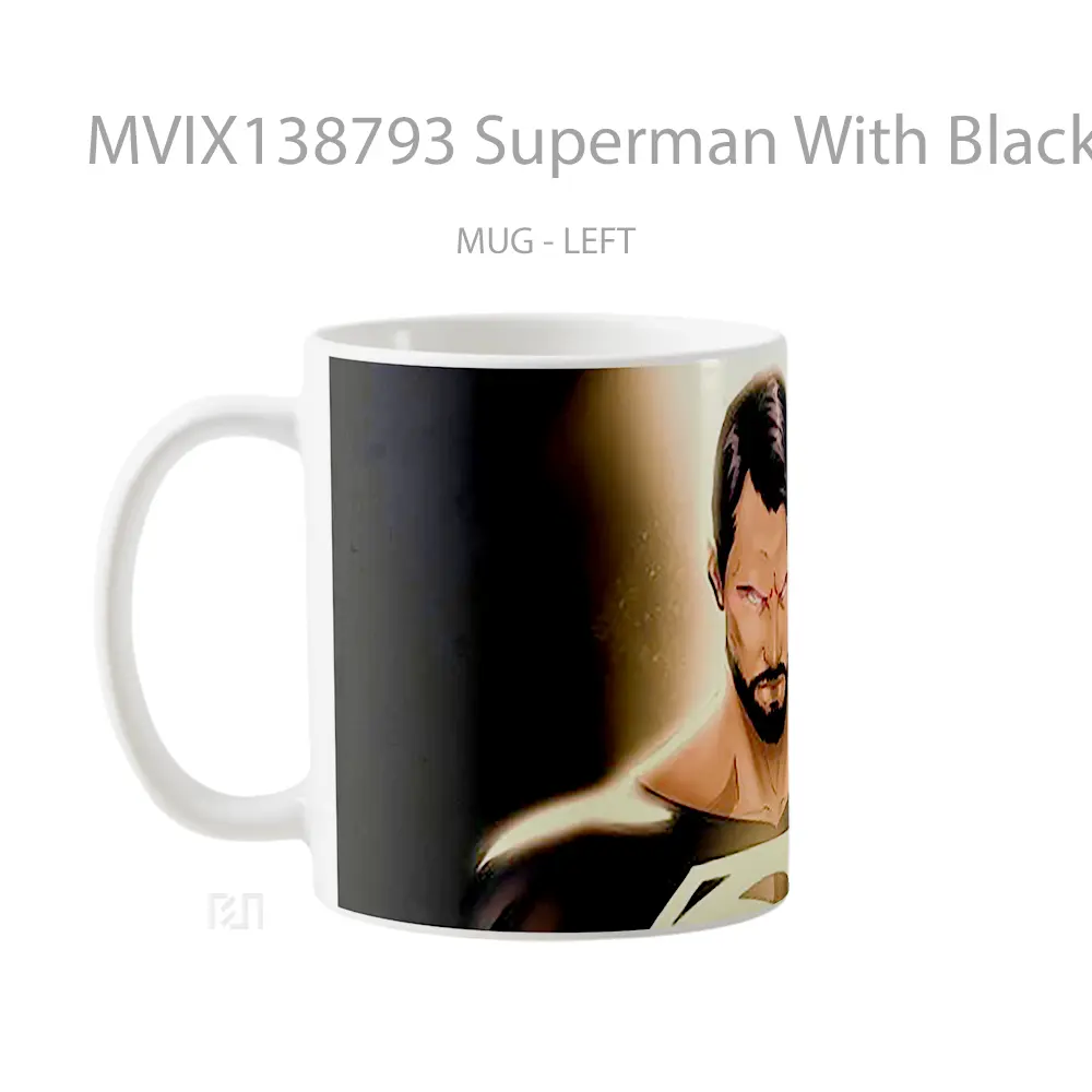 Mug Superman With Black Suit V2 Gelas Superhero - All-side / Desain