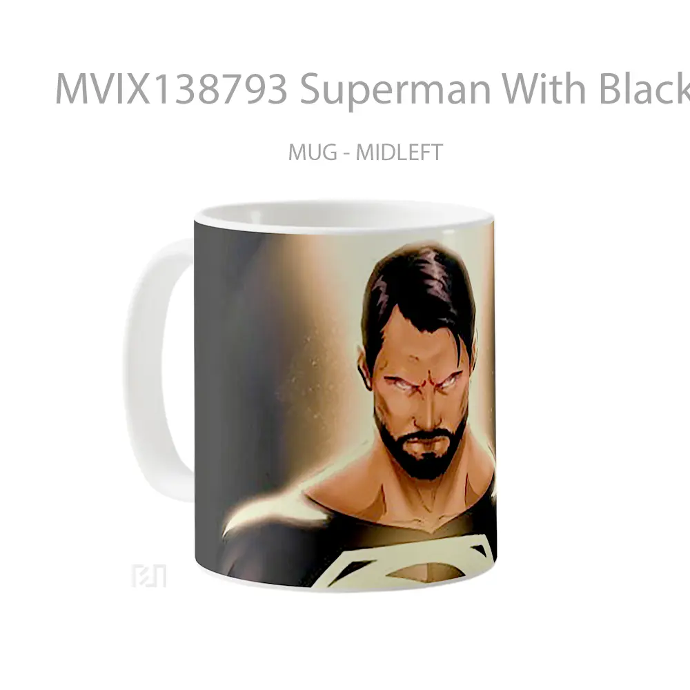 Mug Superman With Black Suit V2 Gelas Superhero - All-side / Desain