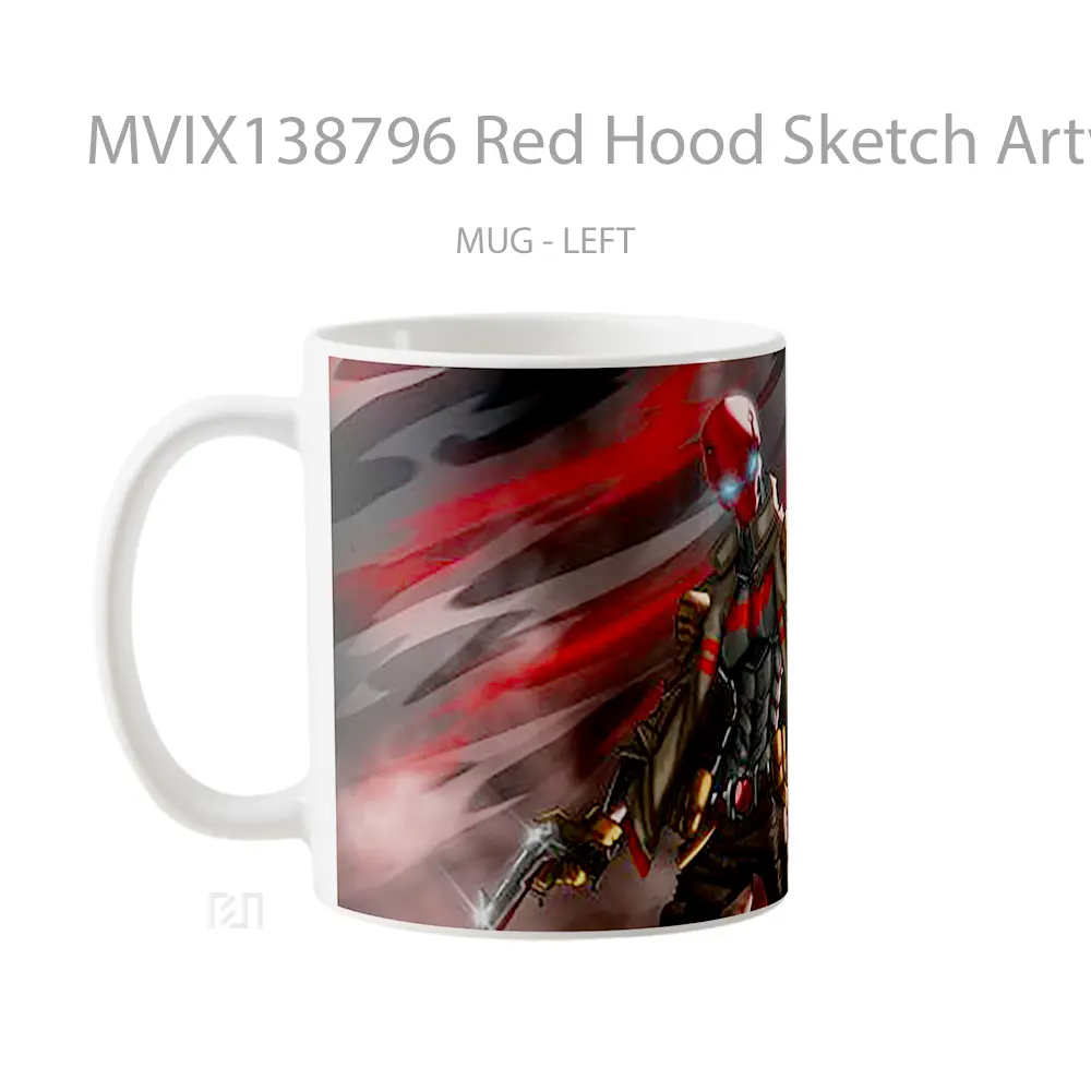 Mug Red Hood Sketch Artwork Gelas Superhero - All-side / Desain