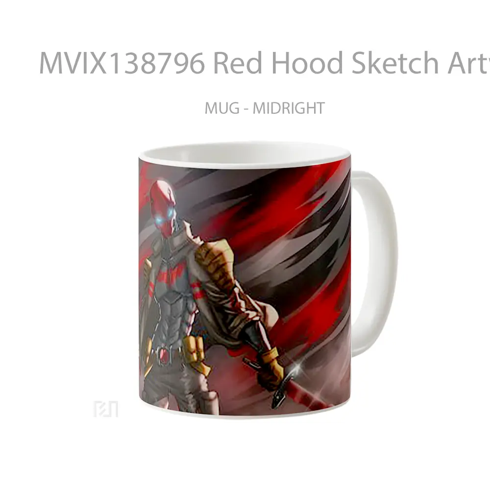 Mug Red Hood Sketch Artwork Gelas Superhero - All-side / Desain