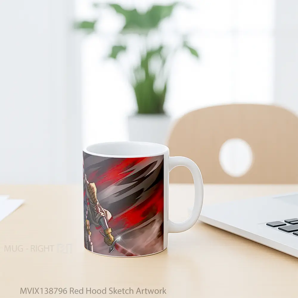 Mug Red Hood Sketch Artwork Gelas Superhero - All-side / Desain