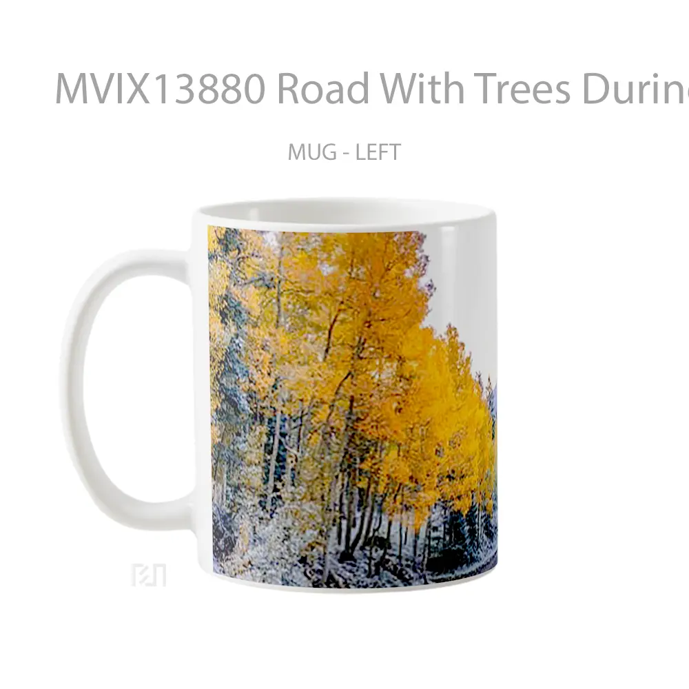Mug Road With Trees During Autumn Gelas Pemandangan Alam - All-side / Desain