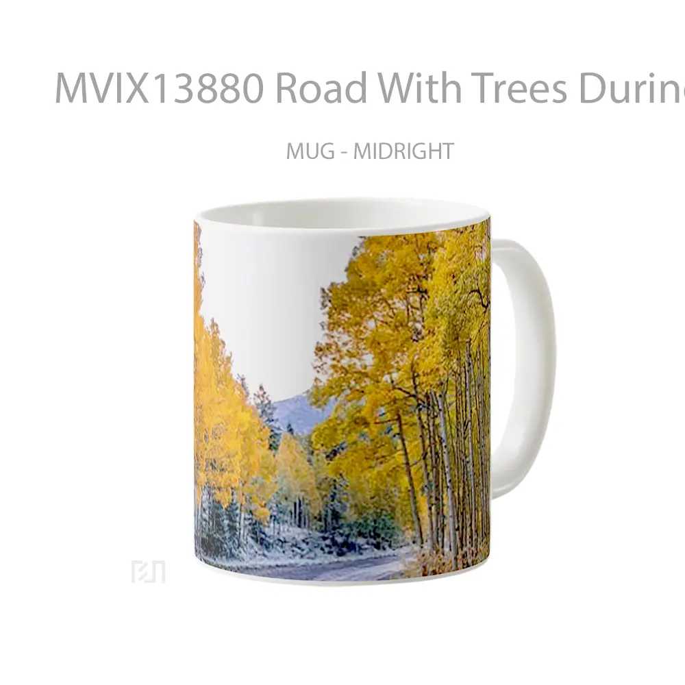 Mug Road With Trees During Autumn Gelas Pemandangan Alam - All-side / Desain