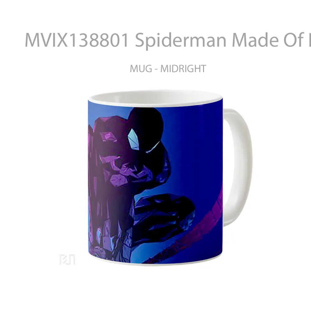 Mug Spiderman Made Of Polygons Gelas Superhero - All-side / Desain