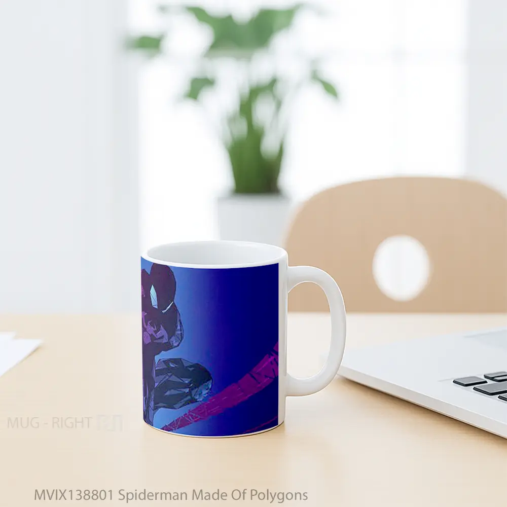 Mug Spiderman Made Of Polygons Gelas Superhero - All-side / Desain