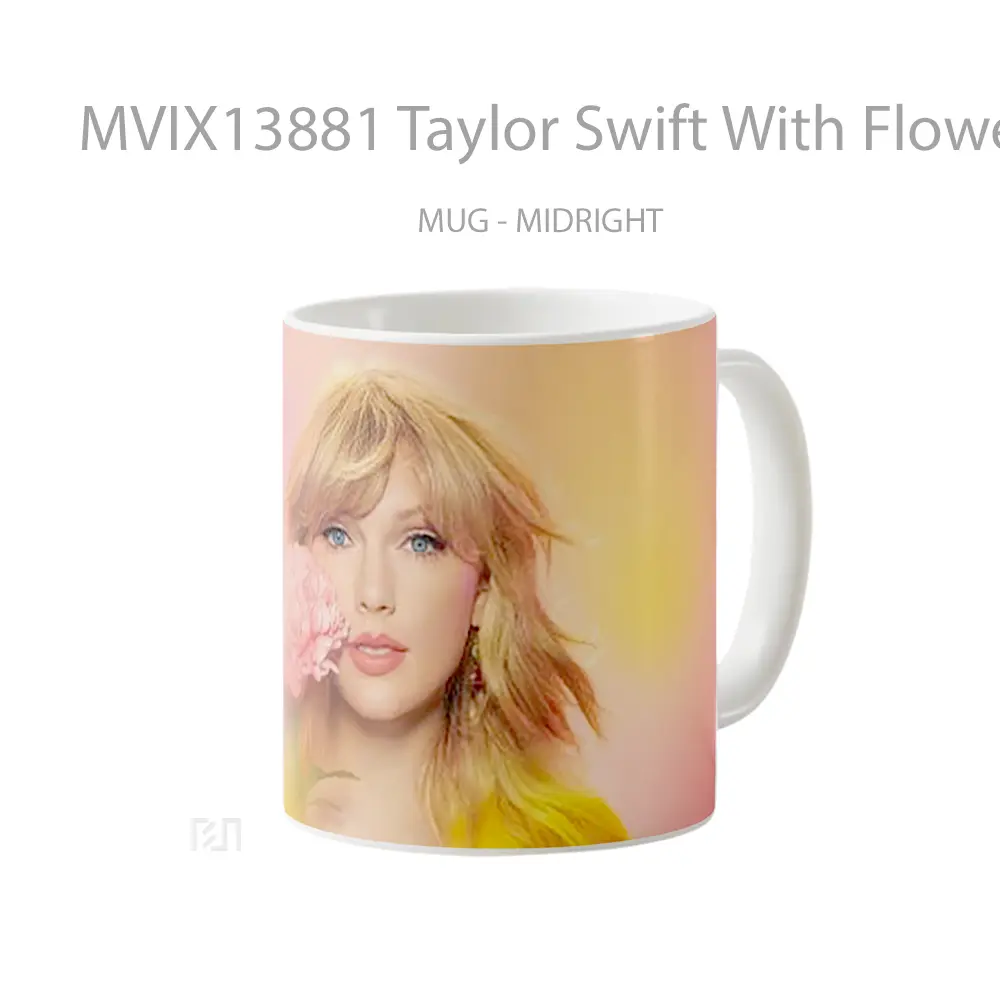 Mug Taylor Swift With Flower Gelas Selebriti - All-side / Desain