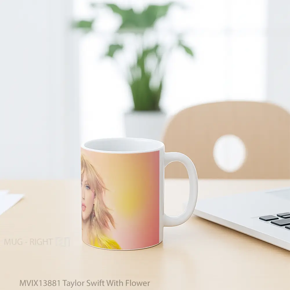 Mug Taylor Swift With Flower Gelas Selebriti - All-side / Desain