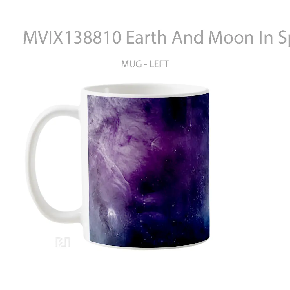 Mug Earth And Moon In Space Gelas Astronomi - All-side / Desain