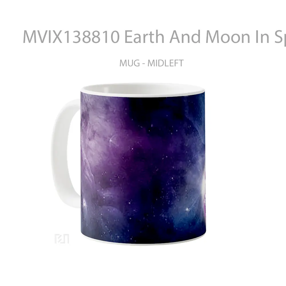 Mug Earth And Moon In Space Gelas Astronomi - All-side / Desain