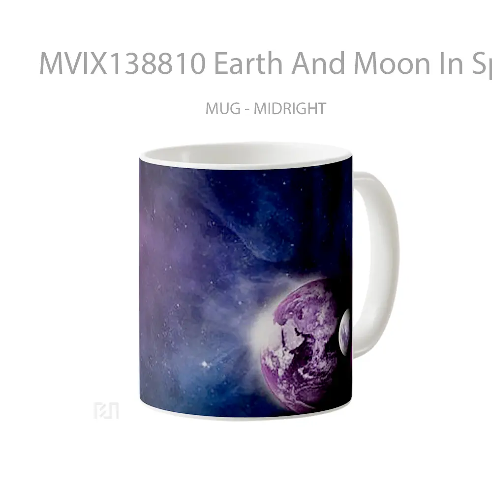 Mug Earth And Moon In Space Gelas Astronomi - All-side / Desain