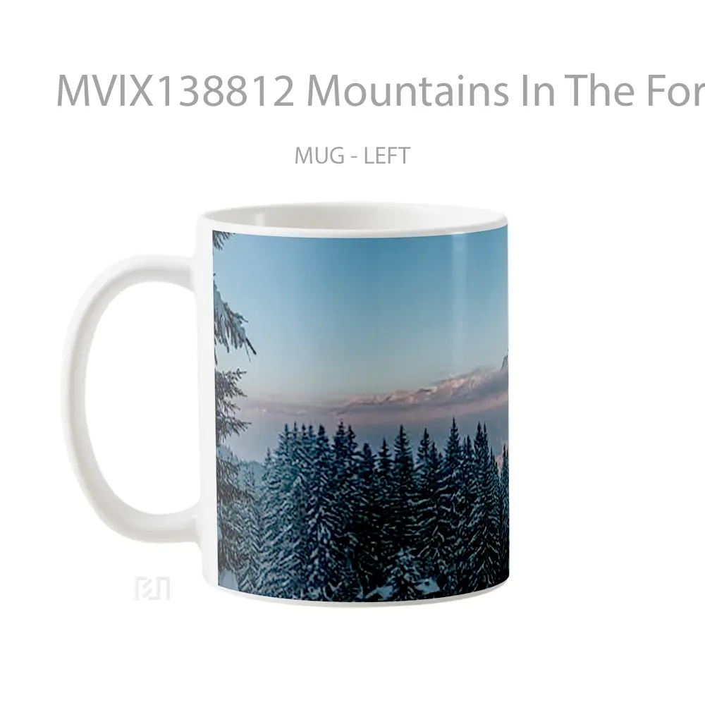 Mug Mountains In The Forest Full Of Snow Gelas Pemandangan Alam - All-side / Desain