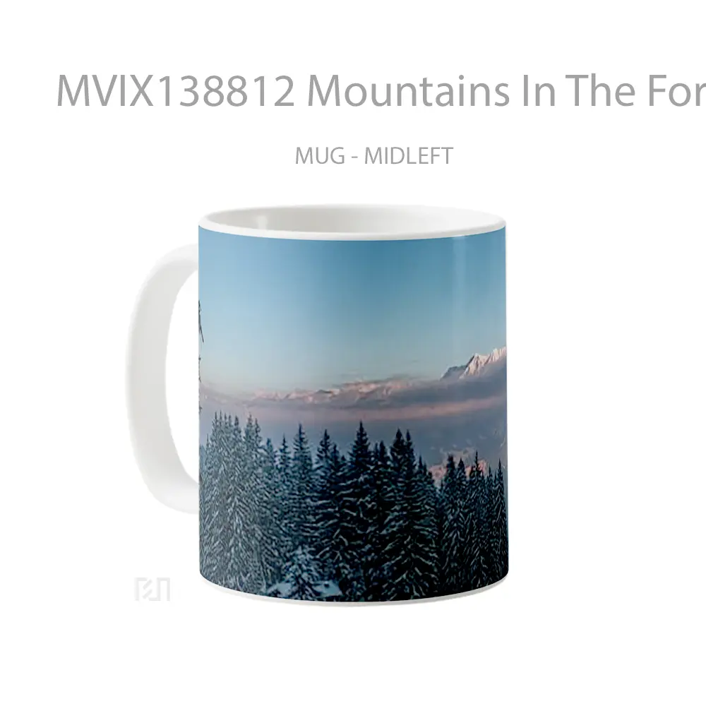 Mug Mountains In The Forest Full Of Snow Gelas Pemandangan Alam - All-side / Desain