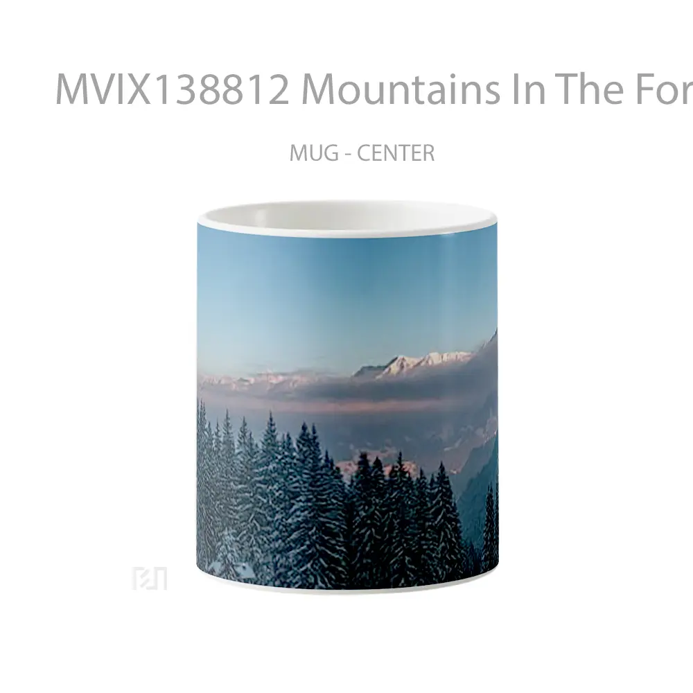 Mug Mountains In The Forest Full Of Snow Gelas Pemandangan Alam