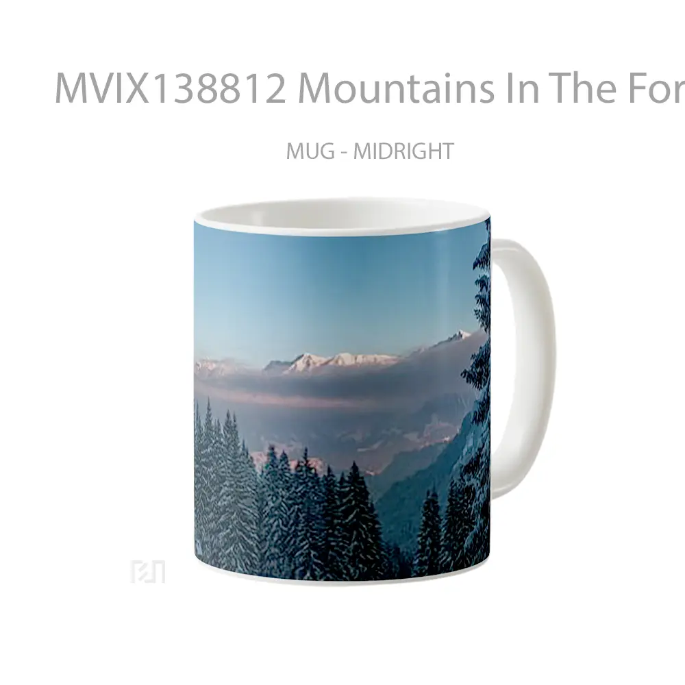 Mug Mountains In The Forest Full Of Snow Gelas Pemandangan Alam - All-side / Desain