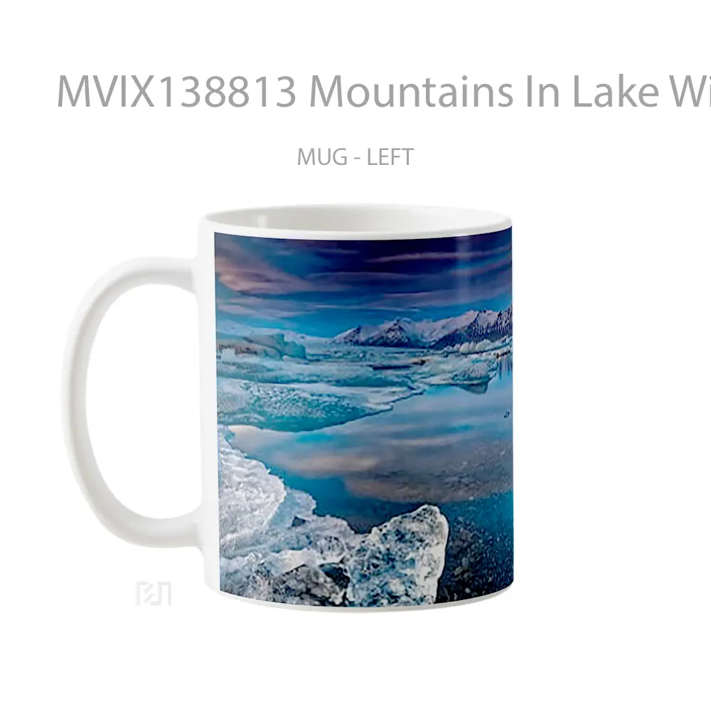 Mug Mountains In Lake With Ice And Snow Gelas Pemandangan Alam - All-side / Desain