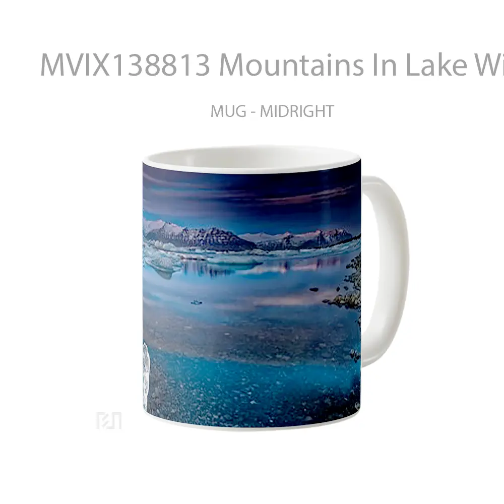 Mug Mountains In Lake With Ice And Snow Gelas Pemandangan Alam - All-side / Desain
