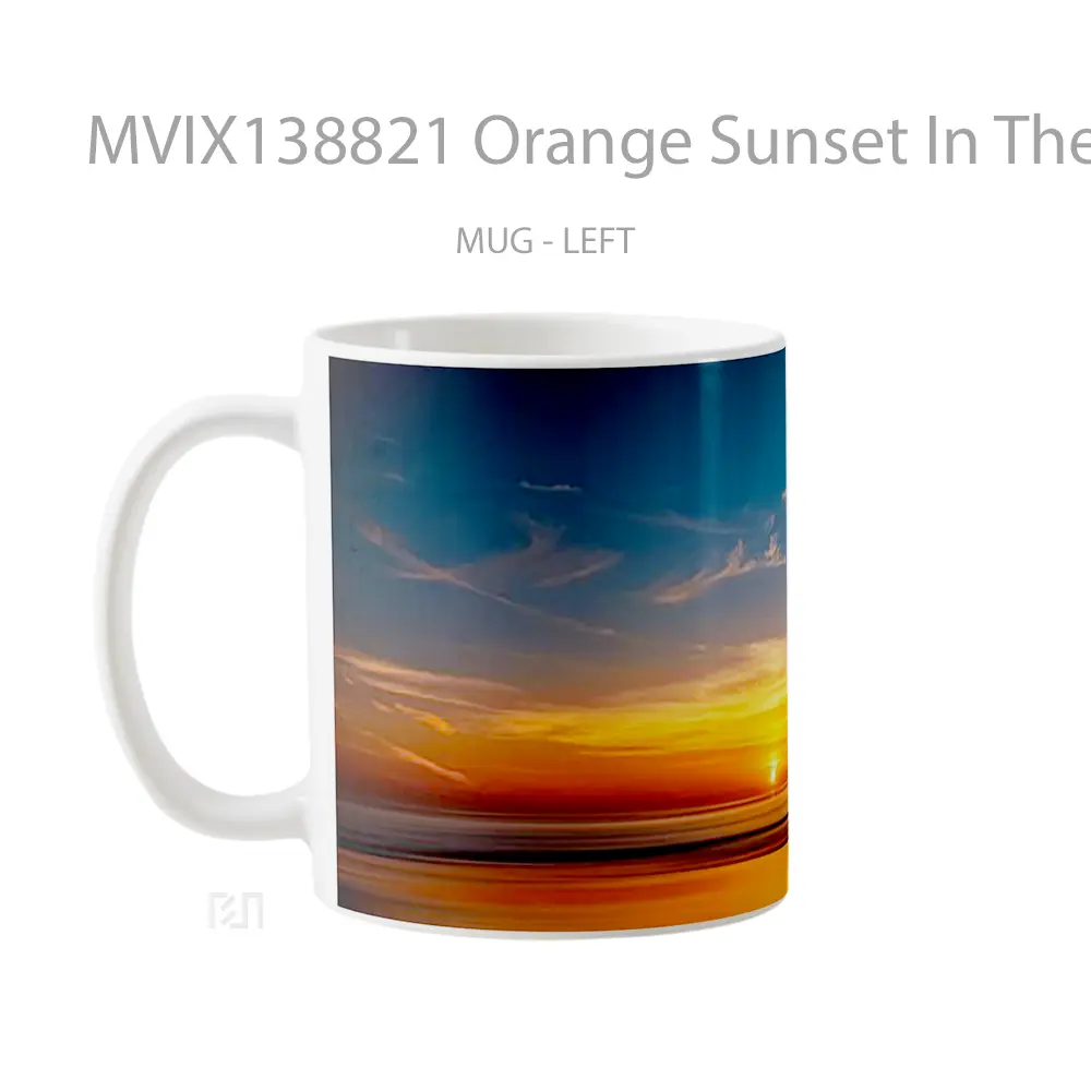 Mug Orange Sunset In The Beach Gelas Pemandangan Alam - All-side / Desain