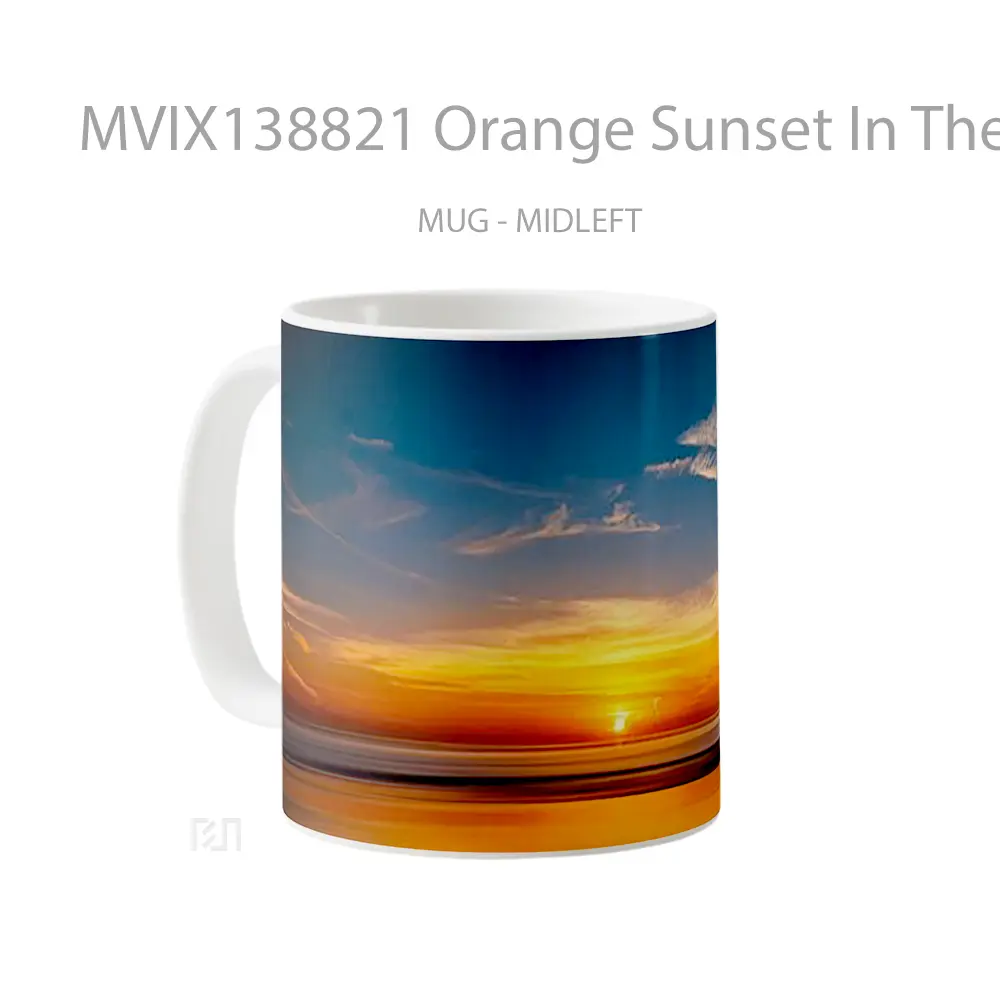 Mug Orange Sunset In The Beach Gelas Pemandangan Alam - All-side / Desain