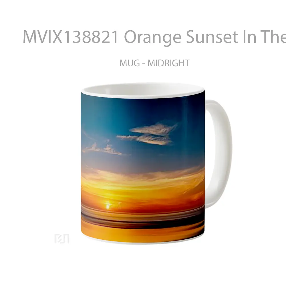 Mug Orange Sunset In The Beach Gelas Pemandangan Alam - All-side / Desain