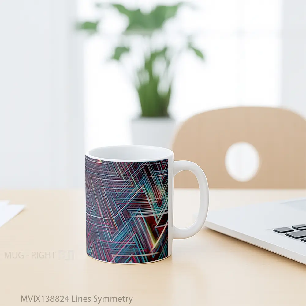 Mug Lines Symmetry Gelas Keramik Unik - All-side / Desain