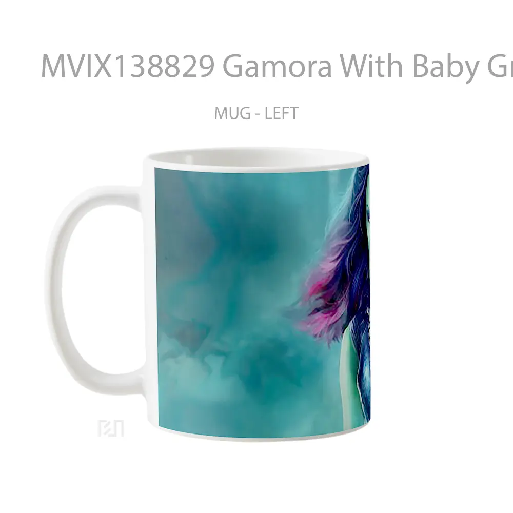 Mug Gamora With Baby Groot From Guardians Of The Galaxy Gelas Superhero - All-side / Desain